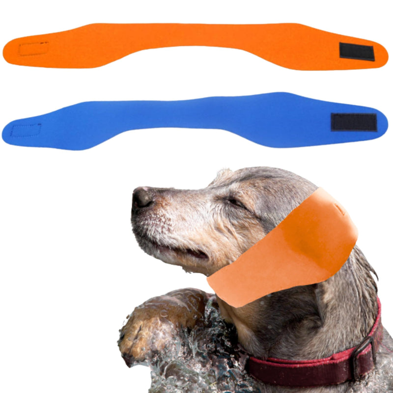 2pcs Dog Ear Covers for Swimming, Ear Protection for Dogs Bathing, Dog Bath Supplies, Ears Wrap for Dogs, Waterproof Ears Covers Swimming Cap, Adjustable Shower Cap, Puppy Swim Cap (Orange, Blue, L) Orange, Blue