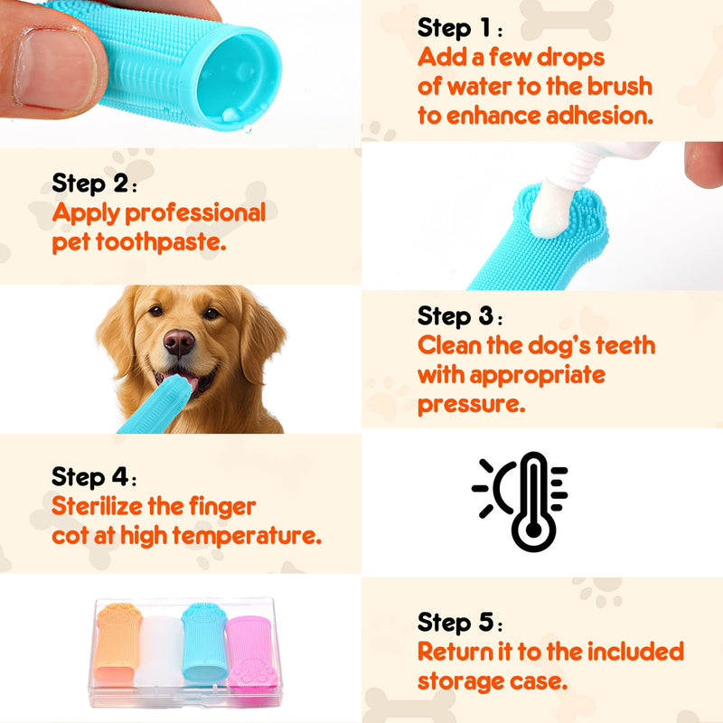 Dog Finger Toothbrush, 4-Pack Finger Toothbrush for Dogs, Upgraded Pet Tooth Brushing Kit, A Fun Dog Teeth Cleaning Tool That Also Doubles as A Gum Massage, Suitable for Medium and Large Dogs. - PawsPlanet Australia