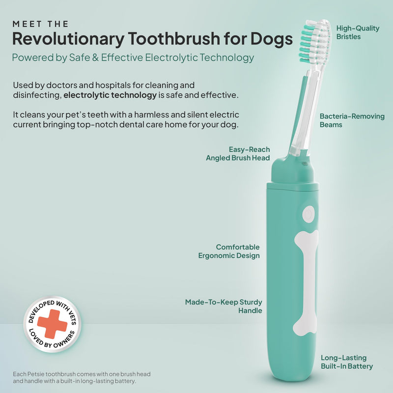 Dog Toothbrush Replacement Heads | 2 Pack | Replace Every Three Months | Reduces Bad Breath | Compatible with Petsie Toothbrush Only (White, Small Dogs) White - PawsPlanet Australia