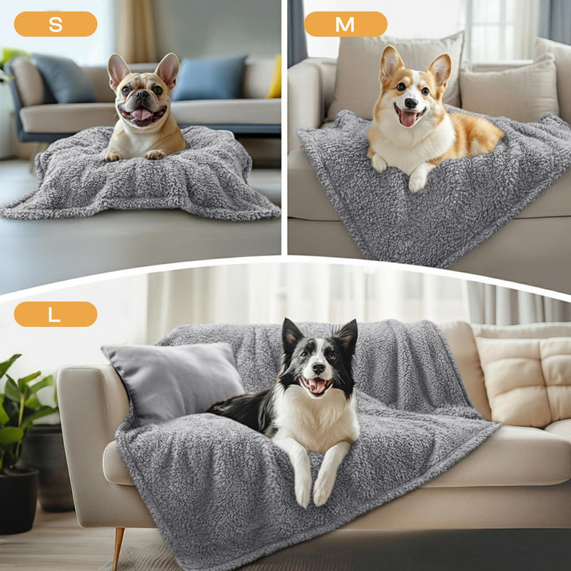 Luciphia 1 Pack 3 Calming Dog Blanket Fluffy Premium Fleece Pet Blankets Soft Sherpa Throw for Dogs Puppy Cat Grey/Beige/HazeBlue Large (41" x31") Large (Pack of 3) - PawsPlanet Australia