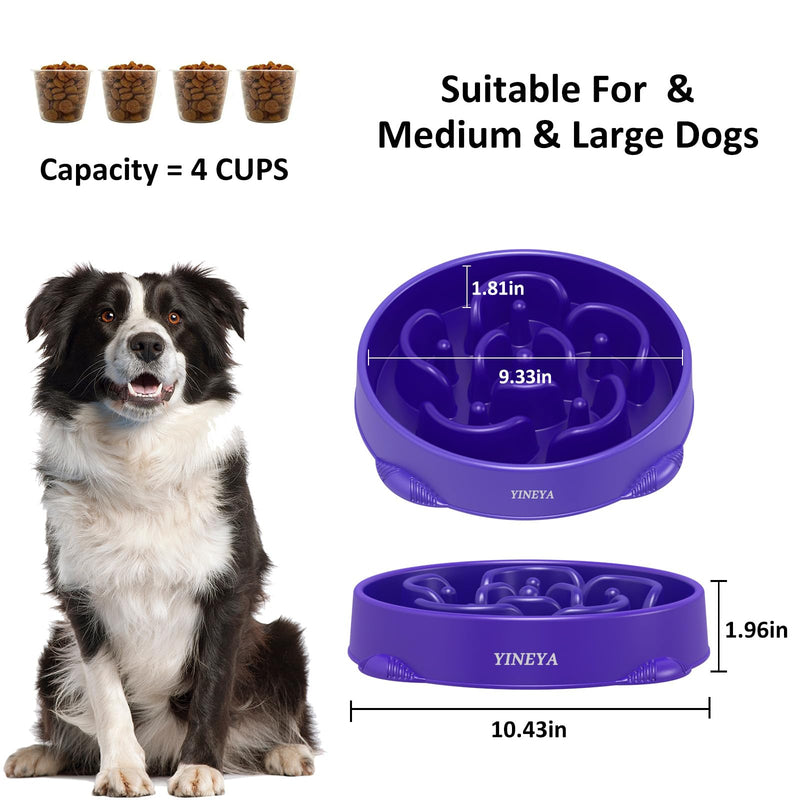 1Pcs Slow Feeder Dog Bowls Large Breed, Dog Slow Feeder Bowl, Large Dog Bowl Slow Feeder, Maze Dog Food Bowl Slow Feeder, Dog Puzzle Feeder, Pet Food Slow Eating Dowl Bowl 4 Cups(Purple) - PawsPlanet Australia