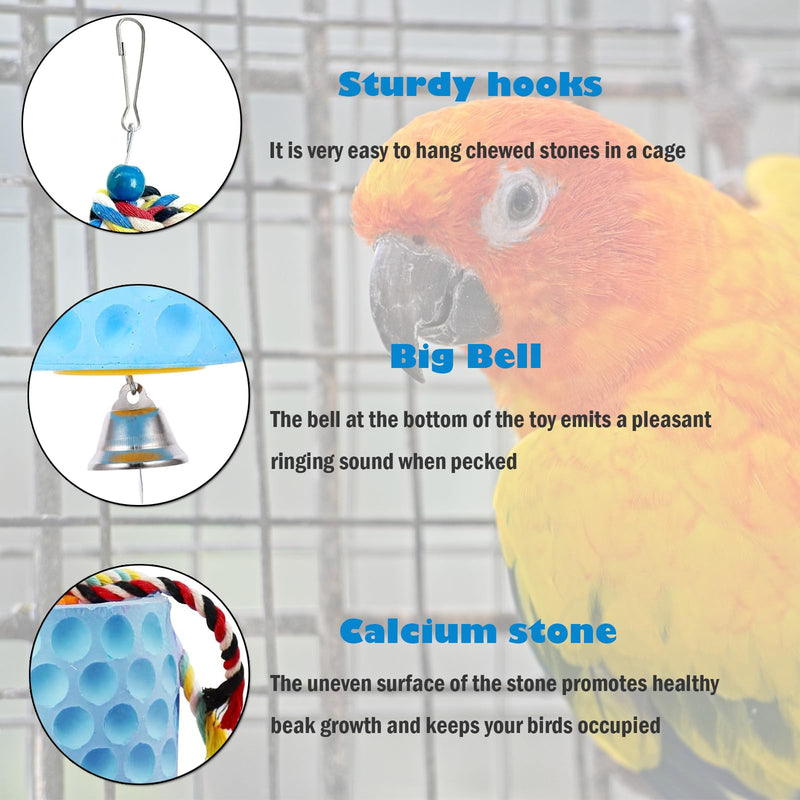 Bird Beak Grinding Stone, KABASI Parrot Chew Toys Calcium Stone with Bells, Chicken Coop Accessories, Cage Toys for Cockatiel Parakeet Budgies Hamster Chinchilla Rabbit African Grey Chick Poultry - PawsPlanet Australia