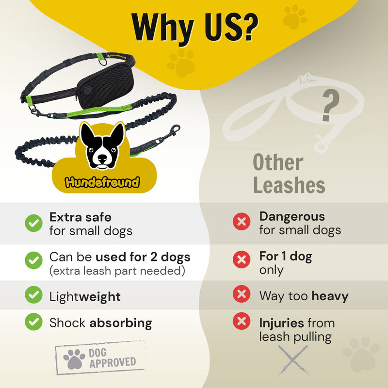 Hands Free Dog Leash for Small Dogs - Lightweight Waist Leash for Running Walking Hiking with Dogs Under 30 lbs - Adjustable Waist Belt, Pouch, Reflective Retractable Bungee, Dual Handles - PawsPlanet Australia