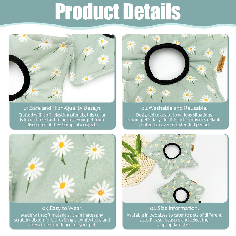 2 Pack Star Soft Cat Cone, Adjustable Floral Recovery Collar for Cats & Kittens, Comfortable Elizabethan E-Collar for After Surgery & Wound Healing（S） S