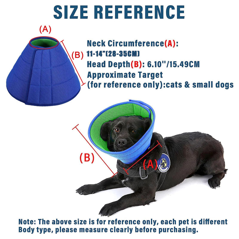 Soft Dog Cone Collars for Small Medium Dogs, Lightweight Recovery Elizabethan Collar for Dog After Surgery, Comfortable Soft Material Adjustable Pet Cone Washable (Neck: 11''-14'') Blue/Green Neck: 11''-14'' - PawsPlanet Australia