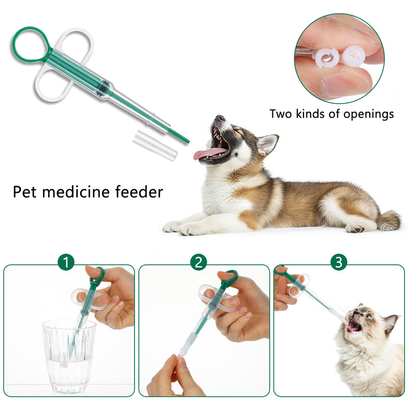 Grevosea Pack of 3 pill dispensers for cats, pill dispenser, cat flea tablets, pill assist, cat dogs, pet feeder for input aid, pill cat cat, red, green, blue