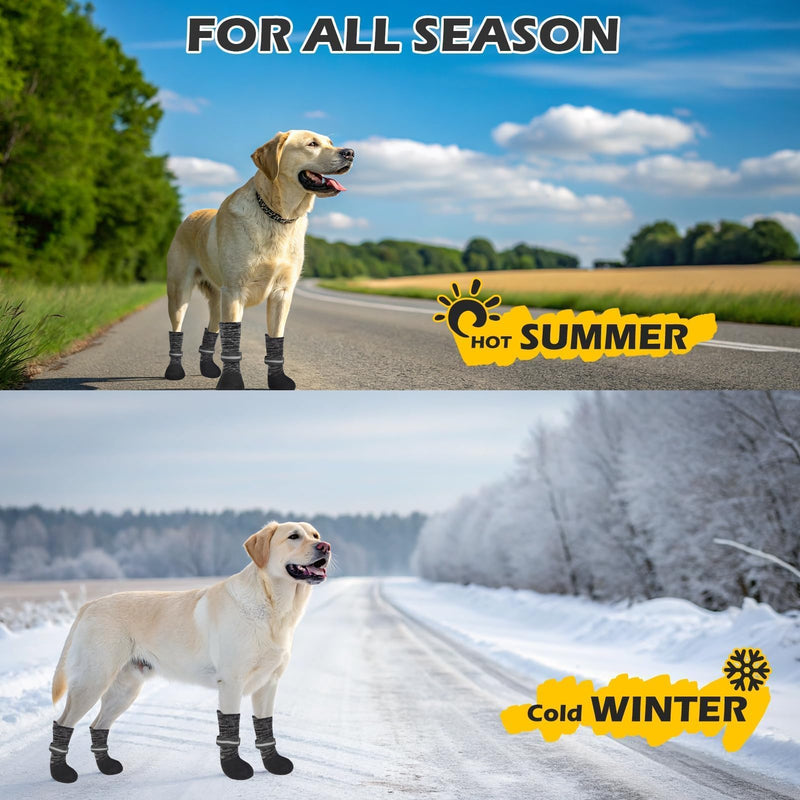 EXPAWLORER Anti Slip Dog Socks to Prevent Licking Paws, Shoes for Winter Snow, Boots & Paw Protectors with Grippers, Waterproof Booties for Hardwood Floors for Small Medium Large Senior Dogs Black L - PawsPlanet Australia