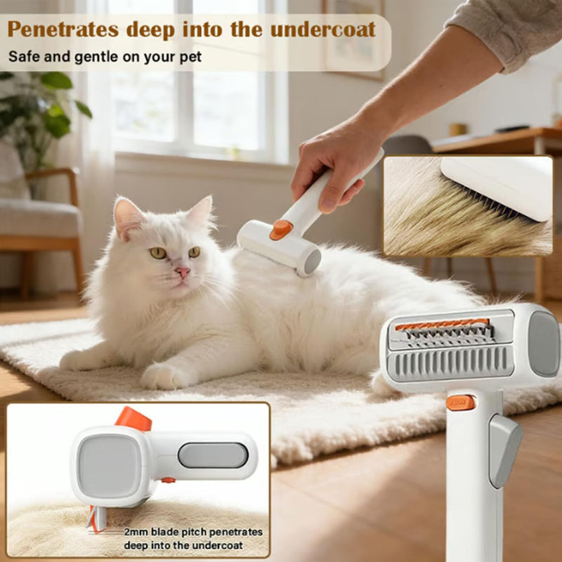 2-in-1 Pet Self-Detangling & Grooming Comb, Dual-mode Dog Deshedding Brush, Self Cleaning Pet Grooming Comb with Release Button, Undercoat Rake and Deshedding Tool for Dogs and Cats - PawsPlanet Australia