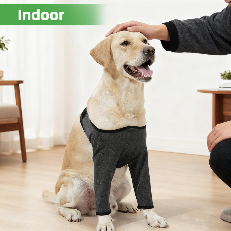 Dog Surgical Recovery Suit, Gray, M | Front Leg Protection, Elbow Protector, Leg Wound Protector, Prevents Licking & Biting