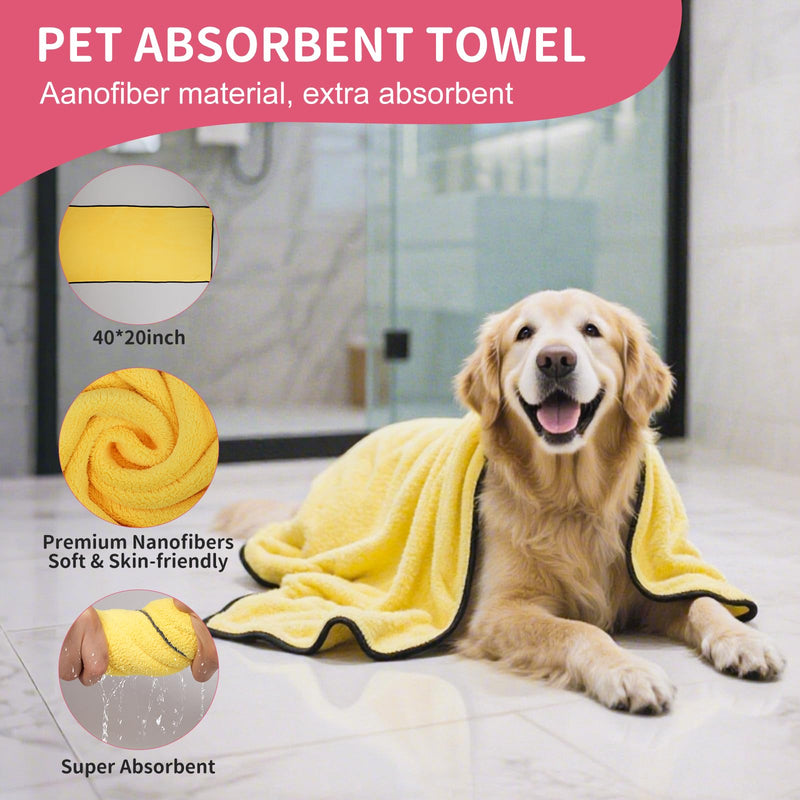 Dog Bath Supplies, Bath Grooming Kit with Storage Bag - Self Cleaning Slicker Brush, Shampoo Brush & Scrubber, Dog Grooming Gloves for Short & Long Haired Dogs & Cats (6 PCS) Premium2.0 Pink