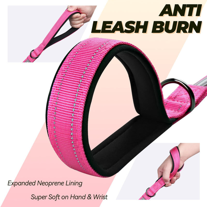 VIVAGLORY Dog Leash Lighthook Double Handle Dog Leash with Traffic Handle & Locking Carabiner for Walking & Training, Traffic Control Lightweight Carabiner for Puppy Pet, 4ft x 1in, Pink Pink with Carabiner Clip Leash (4 ft. x 1 in.) - PawsPlanet Australia