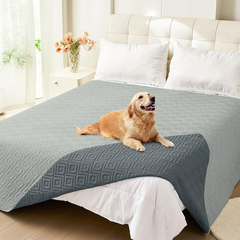 hyha Waterproof Dog Bed Blanket, Soft Pet Blankets 30x70 Inch and 82x102 Inch in Grey/Dark Grey, 2 Item Bundle - PawsPlanet Australia