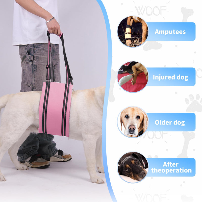 AIITLE Dog Carrier Sling Medium - Hind Leg Support Sling with Hip Padding, Rehab Mobility Aid for Senior/Disabled Dogs, Orthopedic Injury & ACL Surgery Recovery (Pink, M) Pink - PawsPlanet Australia