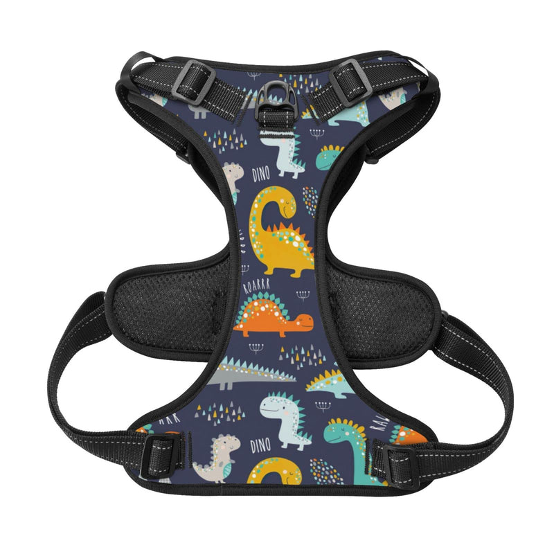 No Pull Dog Harness for Small Dogs Easy Walk Dog Vest Adjustable Collars Harnesses & Leashes Set Breathable Oxford Outdoor Walking Safety Reflective Strip Kids Cute Dinosaurs Prints - PawsPlanet Australia