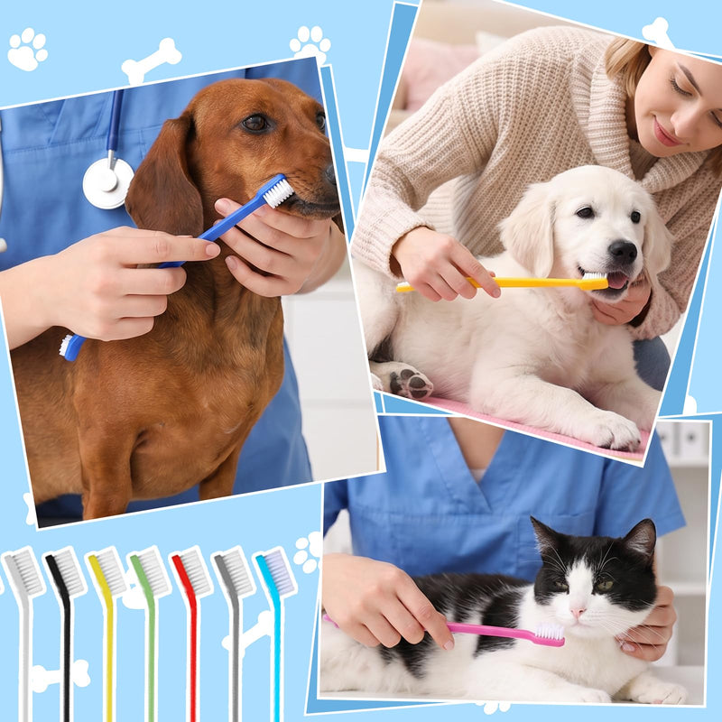 180 Pcs Dog Toothbrush Bulk, Dual Headed Dental Brushes, Long Handle Pet Tooth Brush, Puppy Tooth Brushing Kit for Small to Large Dogs, Cats, and Most Pets, Oral Care Supplies, 9 Colors