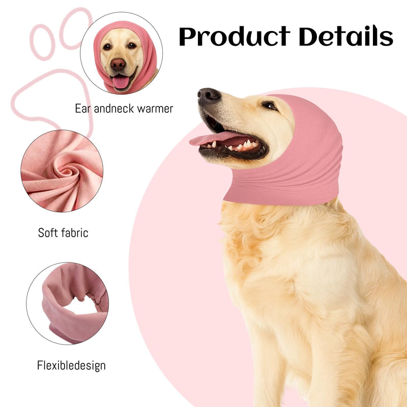 2 Pcs Dog Ear Defenders, Dog Ear Muffs Noise Protection, Anxiety Relief Protector, Winter Neck Warm Ski Mask (Pink, Black)