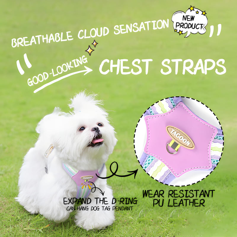 Dog Harness with Reflective Strips & Breathable Mesh - No-Pull Vest for Small Dogs, Step-in Design Includes Leash L?11-16LBS? Pink - PawsPlanet Australia