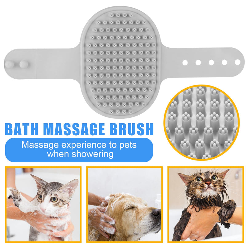 Pet Grooming Kit – Shedding Slicker Brush & Bath Massage Tool for Dogs, Cats, Puppies & Rabbits | Gentle, Easy-Clean Design for Healthy Coats & Relaxing Grooming 8 PCS Gray - PawsPlanet Australia