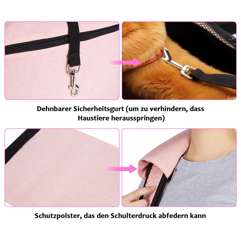 Ownpets Pet Sling Carrier, Fits 6.5 to 9kg Medium Dog/Cat Sling Carrier Reversible and Hands-Free Dog Bag with Adjustable Strap and Pocket Shoulder Pad for Outdoor Travel Hiking, Pink