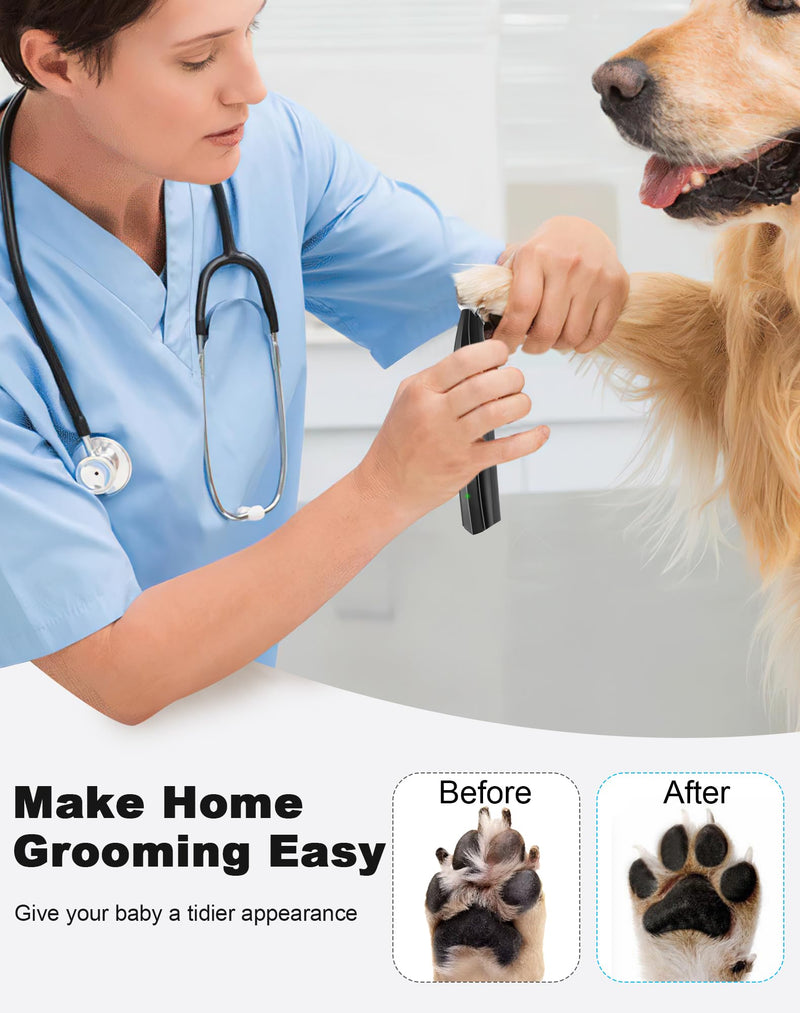 Dog Paw Trimmer for Grooming, Cordless Rechargeable Dog Clippers with Widened Blade, Low Noise Electric Cat Precision Shaver for Small Pet's Hair Around Eyes, Faces, Ears, Paws, Rump(Black) Black - PawsPlanet Australia