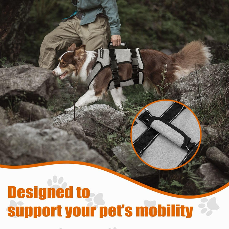 Ayquez Dog Lift Harness with Storage and Transport Bag, Dog Harness with Handle for Lifting & Hip dysplasia, arnés para Perros pequeños, pechera para Perros (Gray, M) Gray - PawsPlanet Australia
