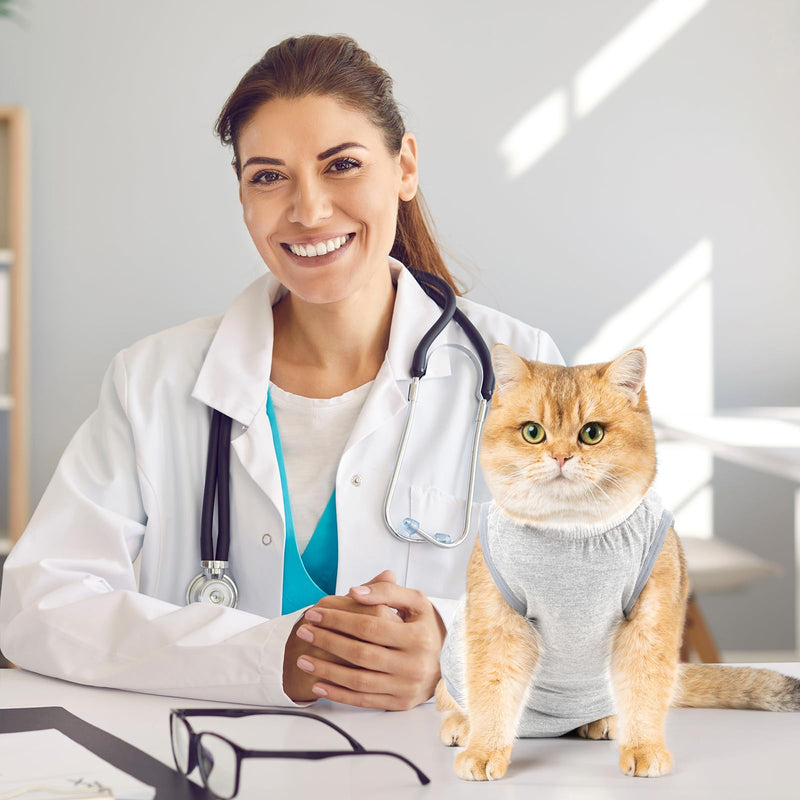 Avont 2 Pack Cat Recovery Suit - Kitten Onesie for Cats After Surgery, Cone of Shame Alternative Surgical Spay Suit for Female Cat, Post-Surgery or Skin Diseases Protection -Grey/Dark Grey (M) Medium Light Grey/Dark Grey