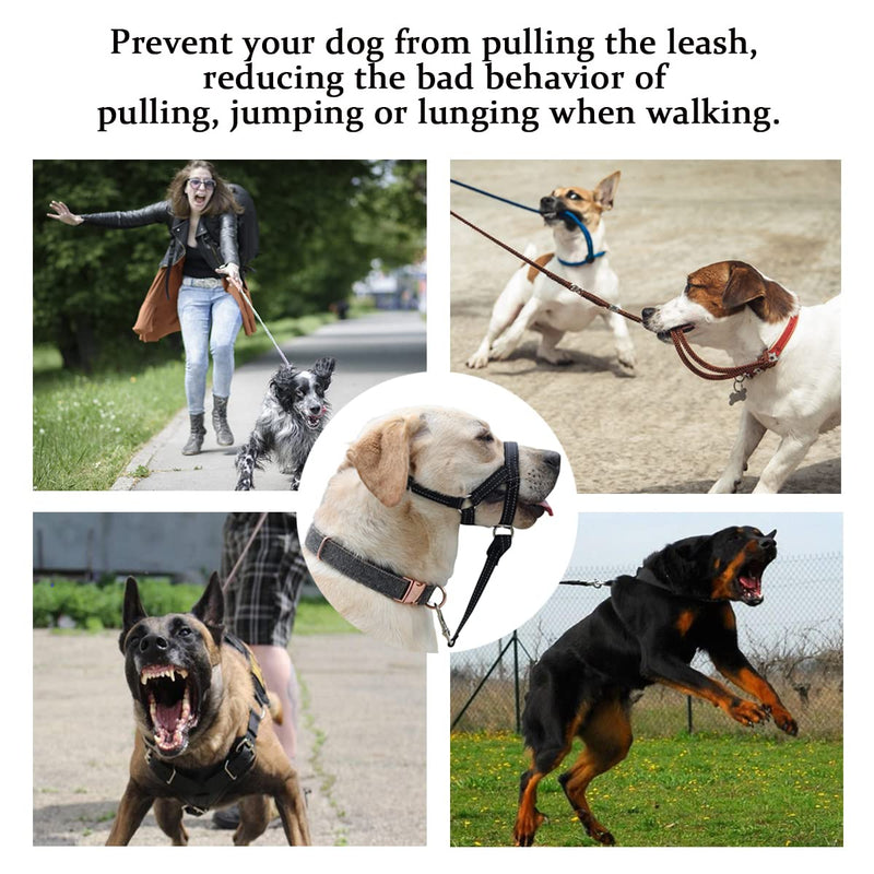 BARKLESS Dog Head Collar, No Pull Head Halter with Soft Padding, Reflective Soft Padded Snout Harness for Large Dogs, Labrador, Golden Retrievers, German Shepherd Black XL (Snout Cir: 11¾"-15¾”) - PawsPlanet Australia