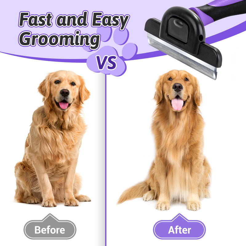 MIU COLOR Long Hair Pet Grooming Brush, Deshedding Tool for Medium and Large Dogs & Cats, Effectively Reduces Shedding by up to 95% for Pet Hair, Purple - PawsPlanet Australia