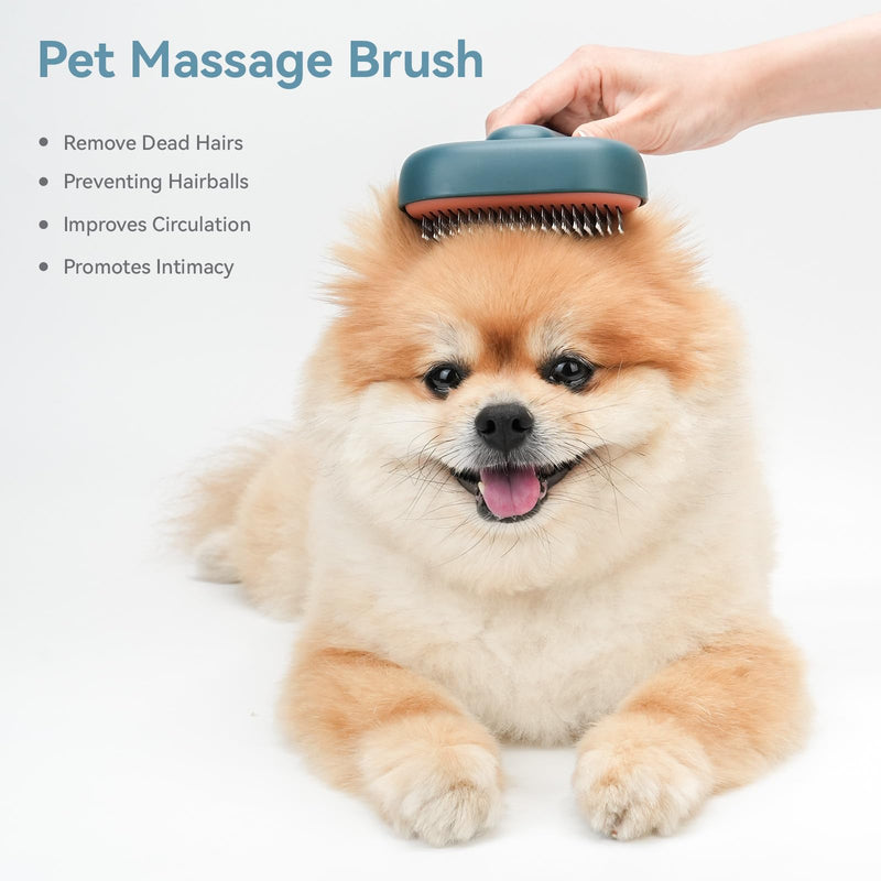 aumuca Cat Brush, Self Cleaning Pet Grooming Brush with Front Release Button, Cat Brushes for Grooming to Remove Loose Fur, Tangles & Dirt, Great for Long and Short Haired Cats Green - PawsPlanet Australia