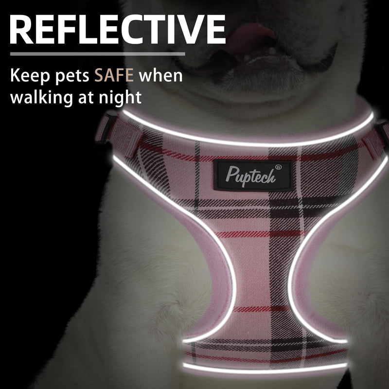 PUPTECK Soft Mesh Dog Harness and Leash Set Pet Puppy Cat Adjustable Reflective Padded Vest No Pull Harnesses, Pink, XS XS (NECK: 11-13", CHEST: 11-15") - PawsPlanet Australia