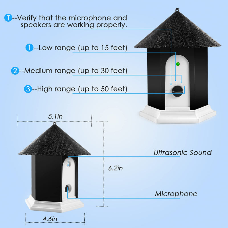 Metsoo Anti Barking Device, Dog Control Devices Up to 50 Ft Range Training & Behavior Aids, 4 Modes Ultrasonic Deterrent, Safe for Human Dogs, CSB12, White