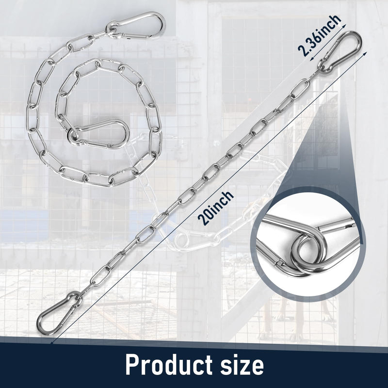 Gate Chain Lock with 20 Inch (4mm) Stainless Steel Gate Link Chain Lock with Carabiners Chain Link Gate Latches for Outdoor Fences, Pet Cages, Dog Horse Goat Cow Corral Supplies - PawsPlanet Australia