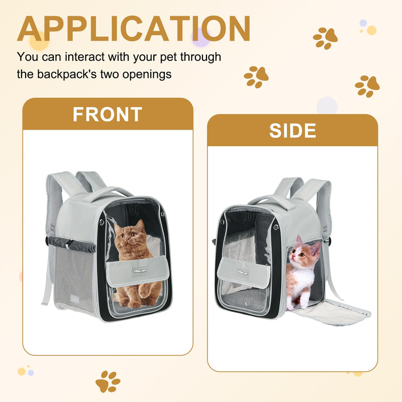 Pet Backpack Carrier, Portable and Ventilated, Oxford Cloth, Dogs Cats and Small Animals Travel Bag 13", (Gray, 1 Pcs), Intended for Hiking/Camping/Traveling Gray - PawsPlanet Australia