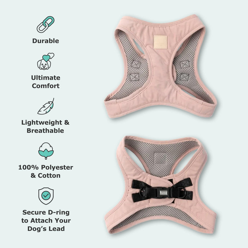 FuzzYard Life Step in Dog Harness | Size XS | Stylish Premium Cotton Design in Soft Blush Perfect for Everyday Walks Extra Small - PawsPlanet Australia