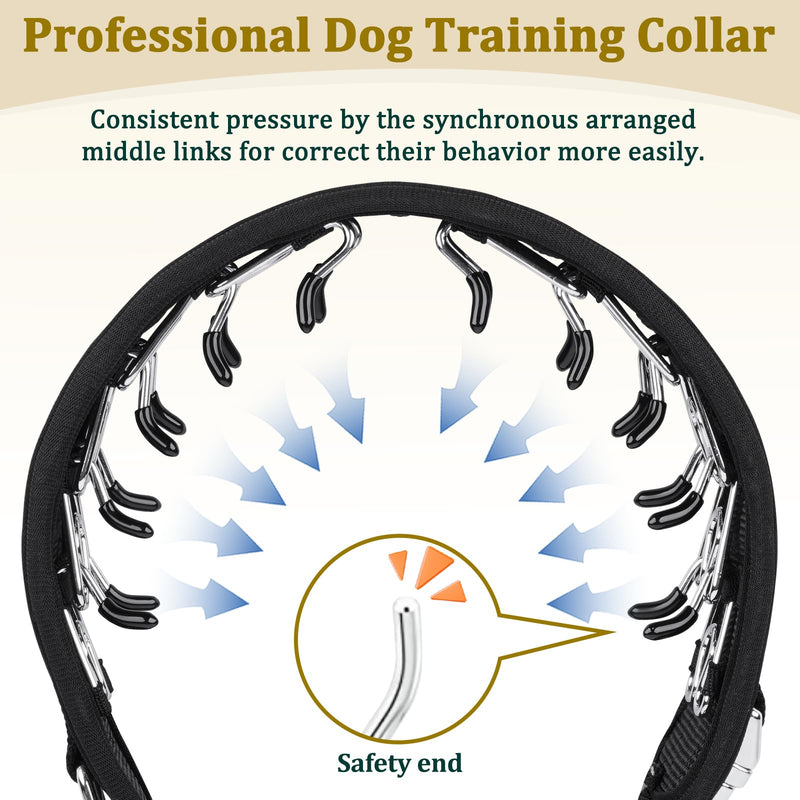 Mayerzon Prong Collar for Large Medium Dogs, Patented Reflective Pinch Collar with Metal Buckle, No Pull Adjustable Hidden Covered Dog Walking Training for Pitbull German Shepherd Doberman Large: 15''-22'' - PawsPlanet Australia
