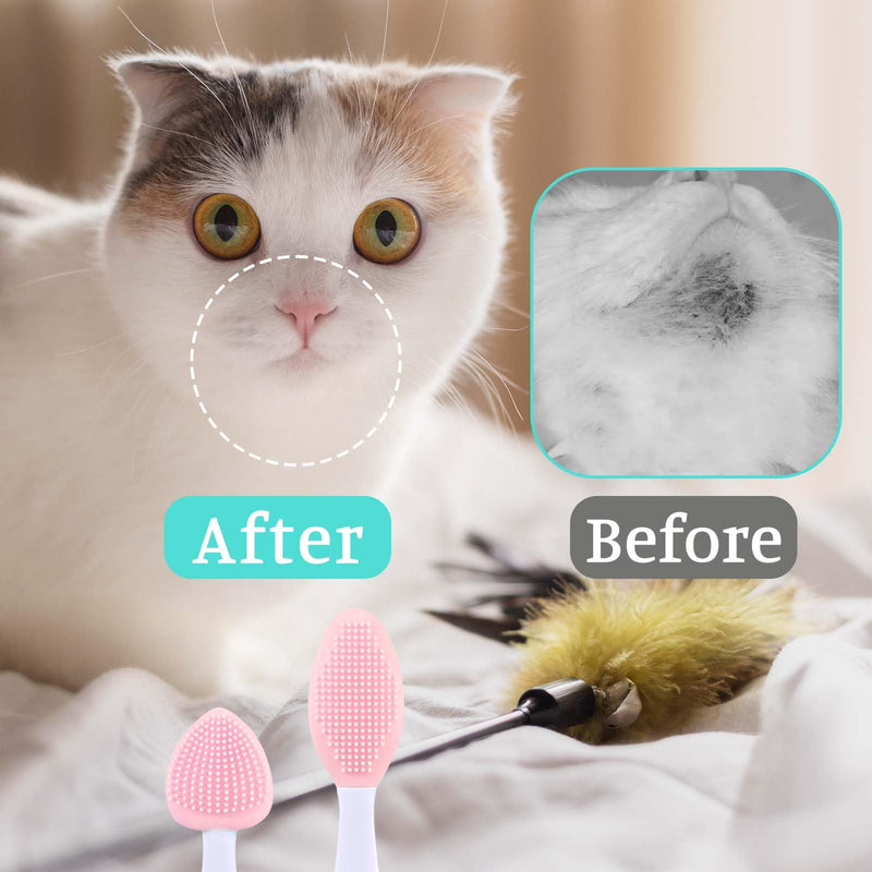 4Pcs Cat Acne Chin Treatment, Cat Acne Brush Set, Black Seed Exfoliating Brush, Dual Sided Silicone Cat Brush, for Cats Chin Acne and Blackhead Exfoliation Pink - PawsPlanet Australia