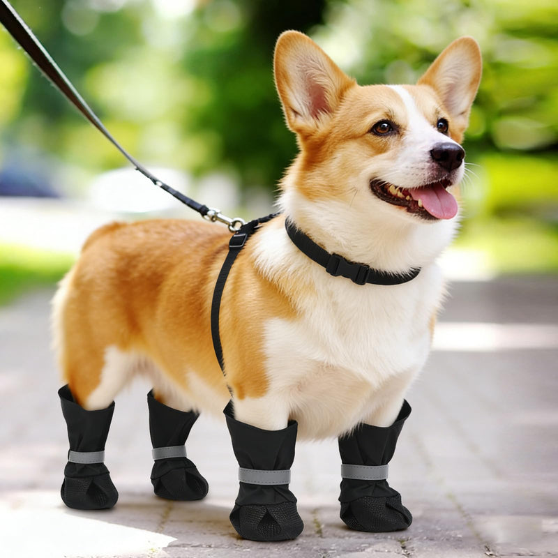 Allroaring Dog Suspender Boots, Waterproof Dog Rain Boots, Puppy Snow Shoes for Winter, Anti Dirt Pants with Shoes, Adjustable Suspender Pants for Outdoor Walking XS Black - PawsPlanet Australia