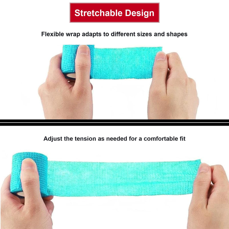 6 Rolls Elastic Bandage, Self-Adhesive, 5 cm x 4.5 m, Adhesive Bandage, Children's Self-Adhesive Fixation Bandage, Bandage Material for Dogs, Horses, Pets, Wraps, Fingers Colourful