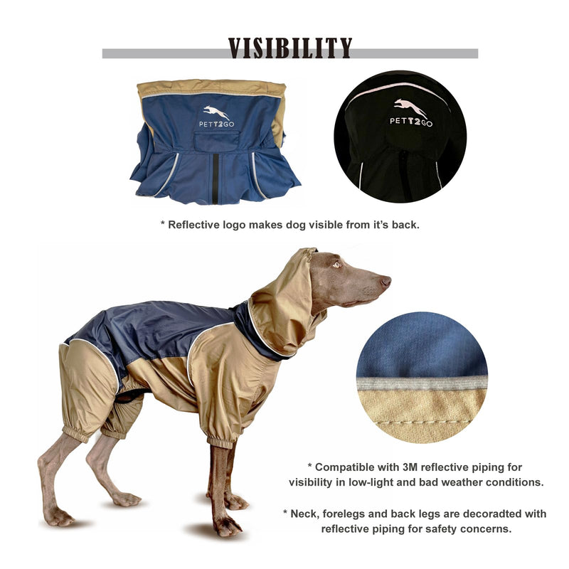 Dog Lightweight Windbreaker, Pet Outdoor Sports Jacket, 0.5 lbs,3 in One, Hooded, Easy on/Off with Collar and Harness, Reflective Piping, Packable, Dog Hiking/Camping, Navy Blue (Medium) Medium - PawsPlanet Australia