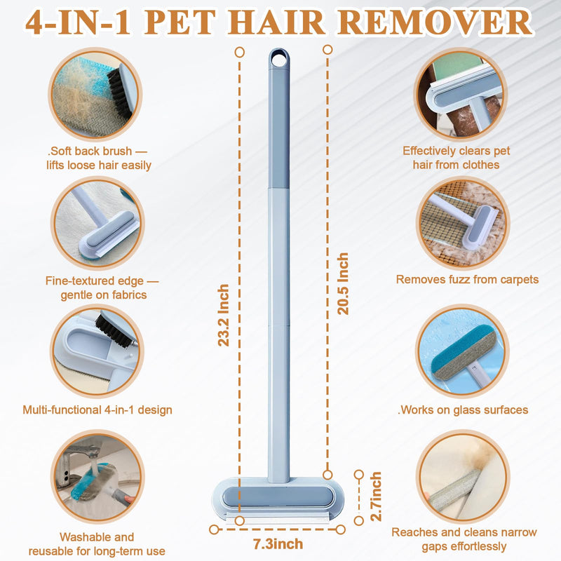 Pet Hair Remover for Furniture, Reusable Lint Roller for Dog and Cat Hair - 20.5 Inch Multifunctional Fur Removal Tool, with Long Handle Squeegee, Gentle on Couches, Carpets, Clothes, Bedding - PawsPlanet Australia