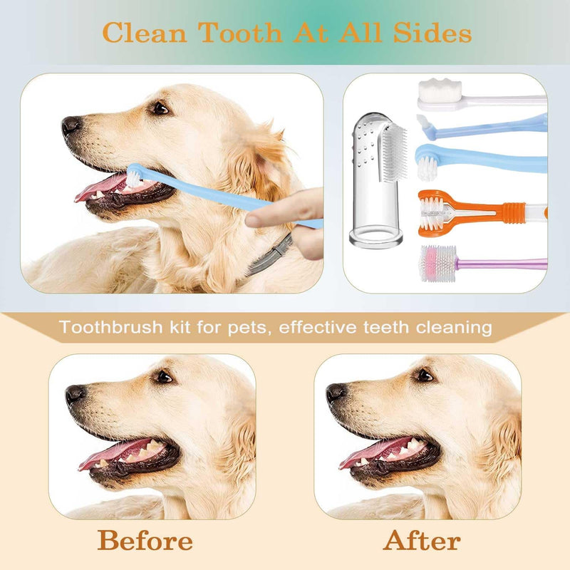 Dog Toothbrush Set,Finger Rubber Toothbrushes/Double Head Pet Tooth Brush/Triple Head Dog Toothbrushes/360º Cat Toothbrush/Multi-Angle Dental Cleaning Brushes Kit for Puppy Kitten Oral Hygiene,8 Pack - PawsPlanet Australia