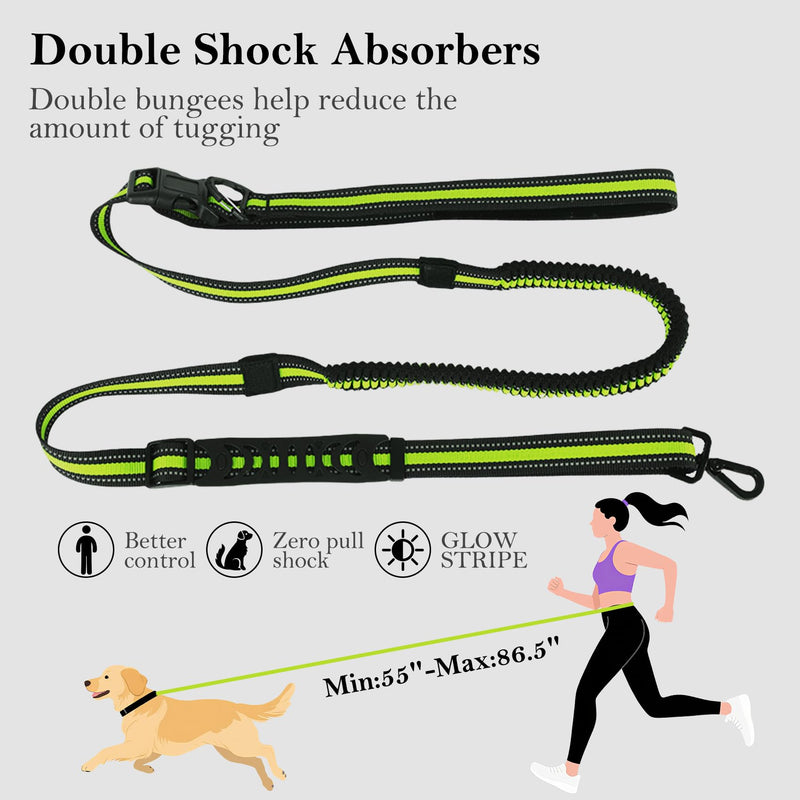 Hands-Free Dog Leash, Waist Leash for Dog Walking Hiking Running, 6.07-8.2ft Long Waist, Suitable for Puppy Medium and Large Dogs(Blue) Green - PawsPlanet Australia