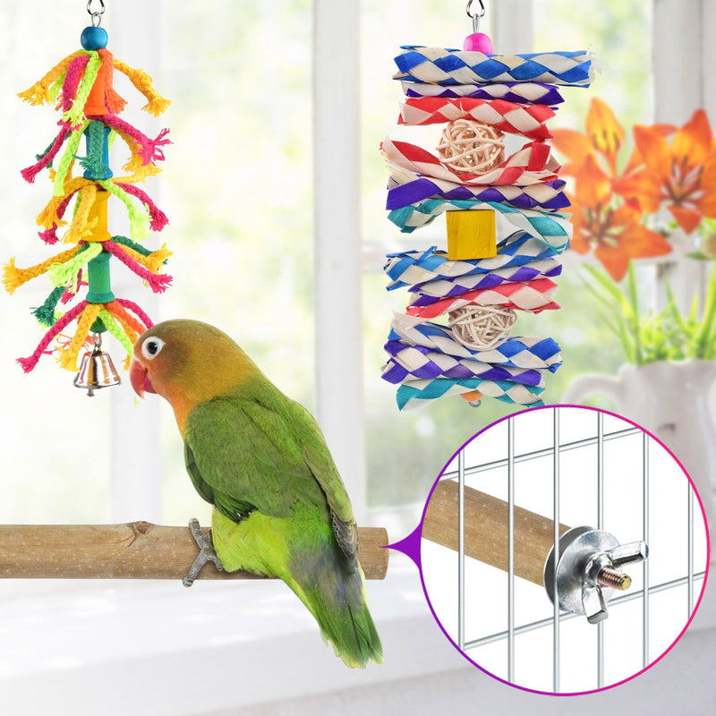 KATUMO Bird Toys, Parakeet Swing Parrot Ladder Cockatiel Perch Conure Hanging Bell Toys for Parakeet Conure Cockatiel Mynah Love Bird Small Birds Burlywood ladder set (7 IN 1) - PawsPlanet Australia