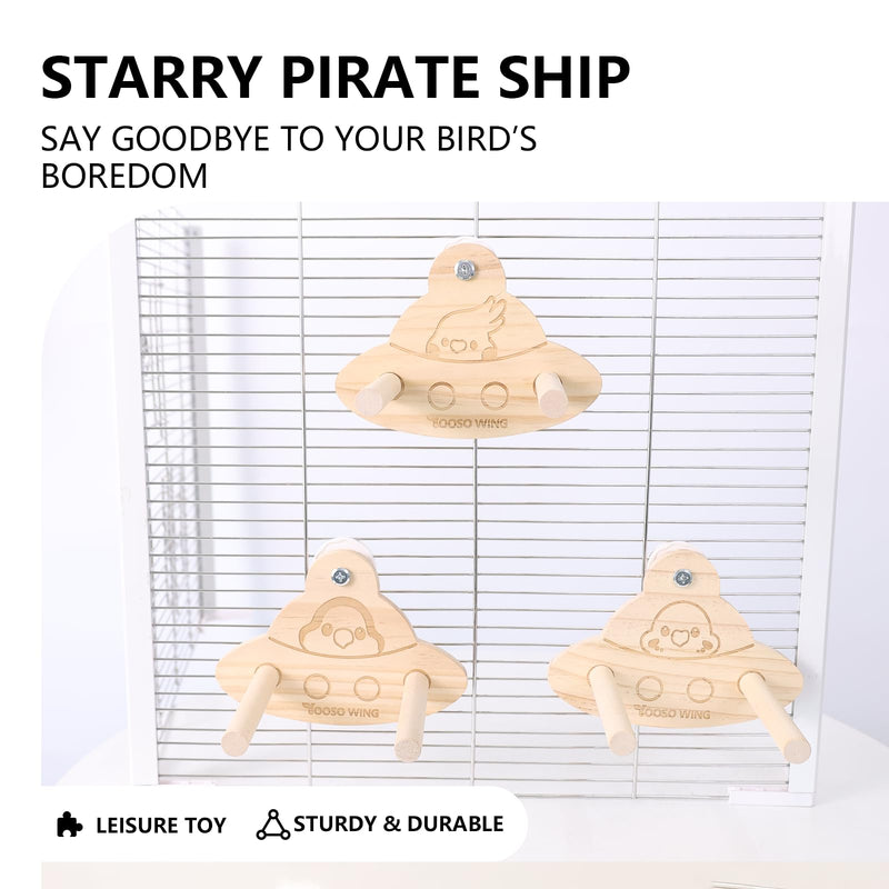 Bird Swing Perch Toy - Wooden Parrot Swing Stand with Wobble Function, Balance Play Gym for Small/Medium Parrots (Budgies, Cockatiels, Lovebirds) Cage Accessories (Myiopsitta monachus Pattern) Myiopsitta monachus pattern - PawsPlanet Australia