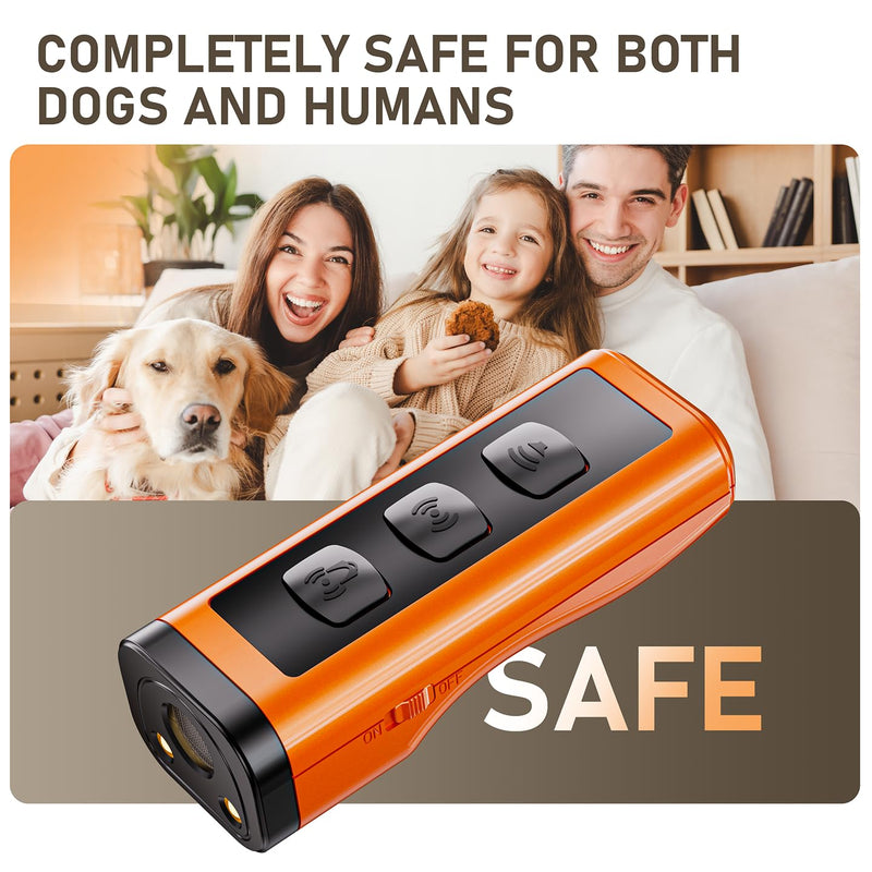 Dog Bark Deterrent Devices Rechargeable Anti-Barking Device for Dogs 50ft Long Range Ultrasonic Correct Your Dog's Bad Behavior at the Push of aButton Better Than Shock Collars or Dog Training Collars 1 Pack Orange - PawsPlanet Australia