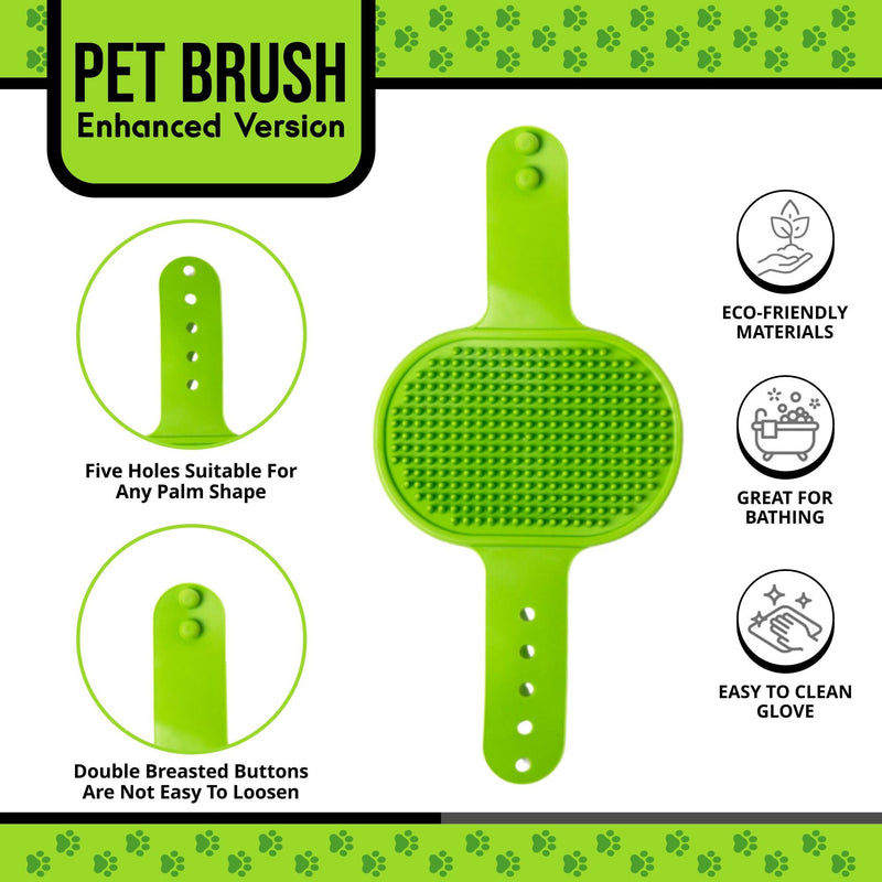 Silicone Dog Bath Brush – Soft Pet Scrubber for Bathing & Grooming – Shampoo Brush for Dogs, Cats & Puppies – Adjustable Strap – Choose from 5 Colors (Green) Green - PawsPlanet Australia