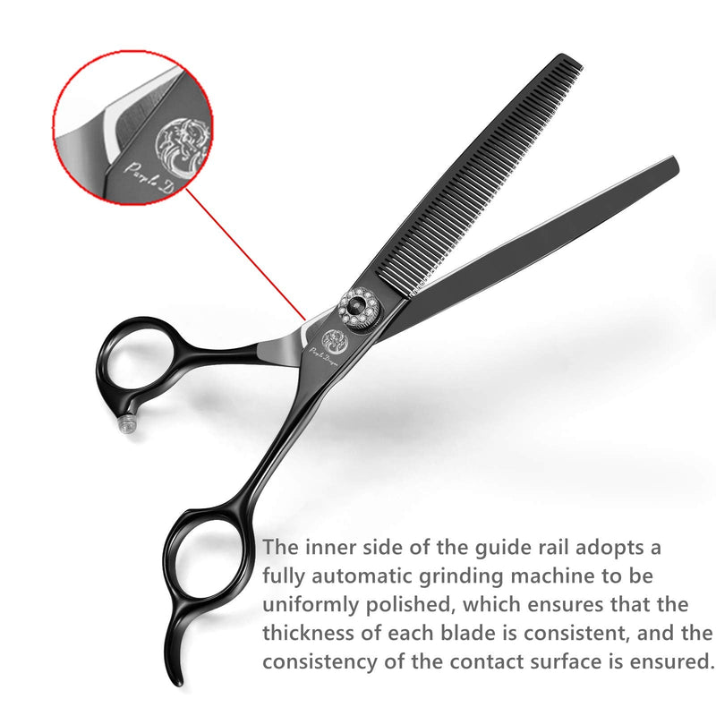 Purple Dragon 6.5" 55 Tooth Professional Pet Grooming Scissors - Dog Thinning/Blending Shears - Animal Hair Trimmer for Pet Groomer B-black - PawsPlanet Australia