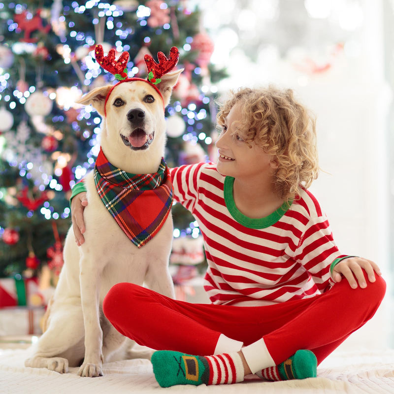 Sanwuta 50 Pieces Christmas Dog Bandanas Bulk, Classic Plaid Dog Bandanas, Triangle Scarf Plaid Kerchief for Small to Large Puppy Pet Cats(31.5 x 21.7 x 21.7 Inch) 31.5 x 21.7 x 21.7 Inch - PawsPlanet Australia