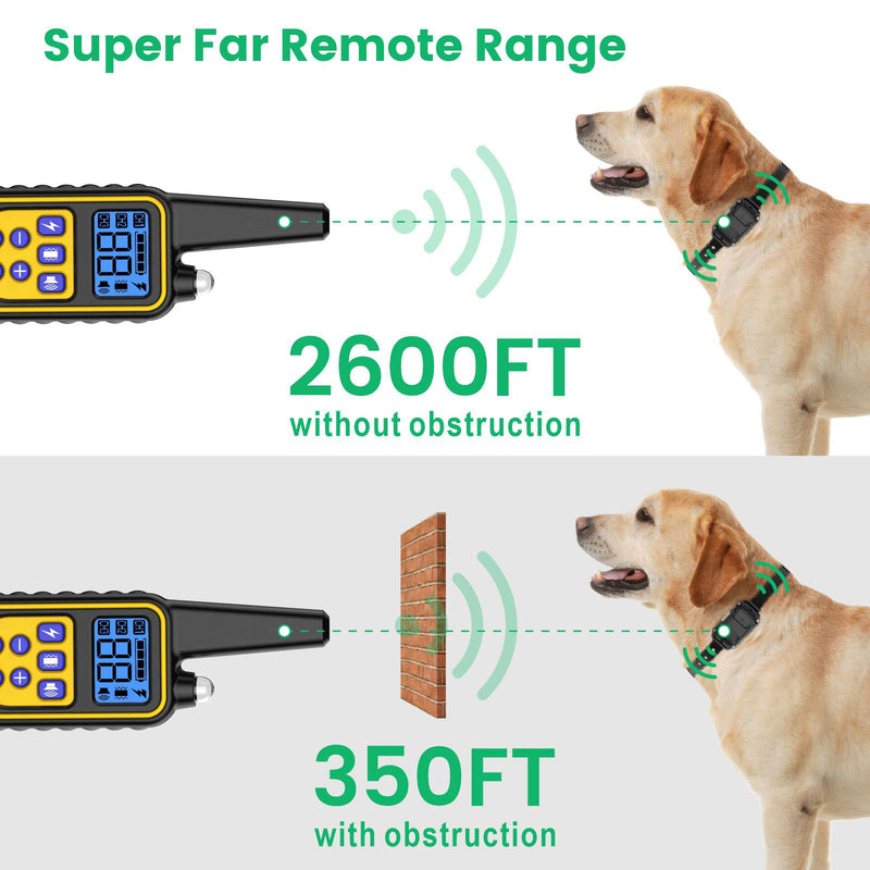 Funnipets Dog Training Collar 2600Ft Range Dog Shock Collar with Remote for Small Medium Large Dogs Waterproof Electronic Dog Collar 4 Training Modes Light Shock Vibration Beep (2 Pack, Orange+Black) 2 PACK - PawsPlanet Australia