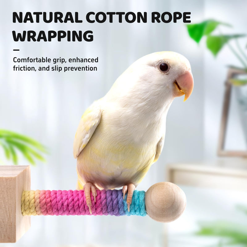 9" Hanging Bird Perch Toy for Cage, 360° Silent Free-Spin, Wooden Bird Cage Accessories, Relieve Boredom Anxiety, for Parrots, Parakeets, Cockatiels, Small to Medium Birds, with Poplar Swing - PawsPlanet Australia